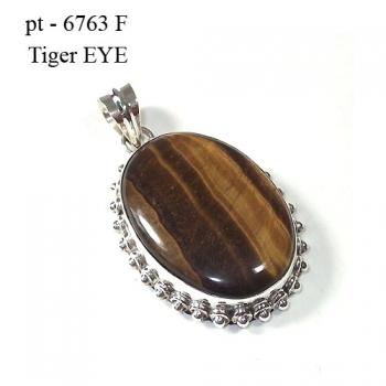 Natural tiger eye stone sterling silver pendant